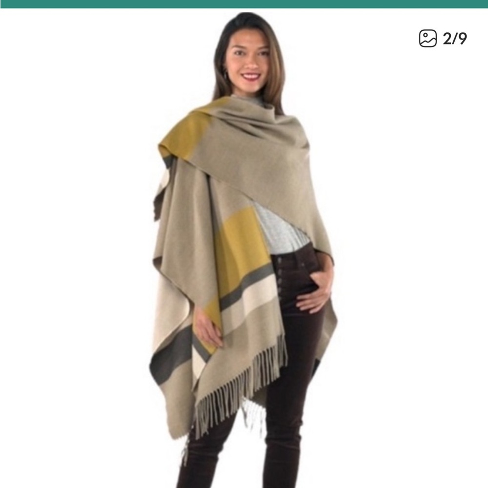 CAbi Tan and Yellow Striped Travel Cape - Picture 3 of 6